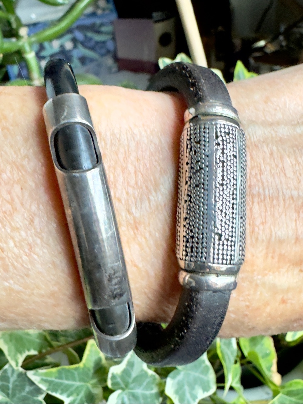 Sterling Leather Bracelet
